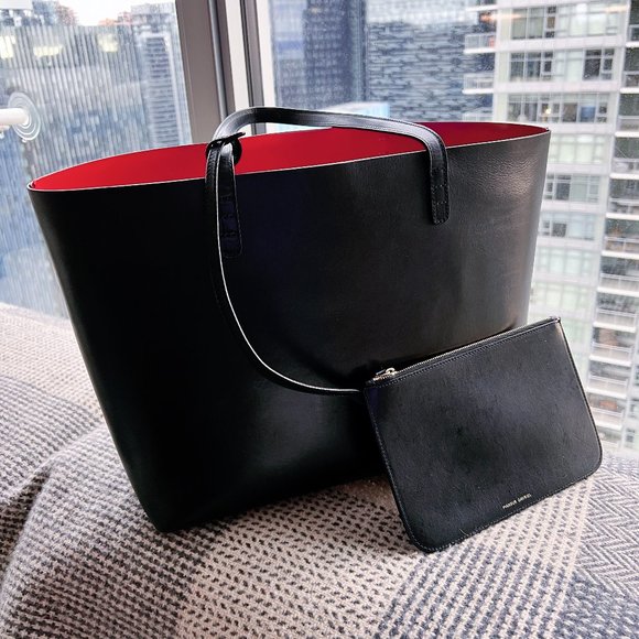 ❤️❤️❤️ SOLD!!! Mansur Gavriel Large Tote Black/Flamma - Picture 1 of 5